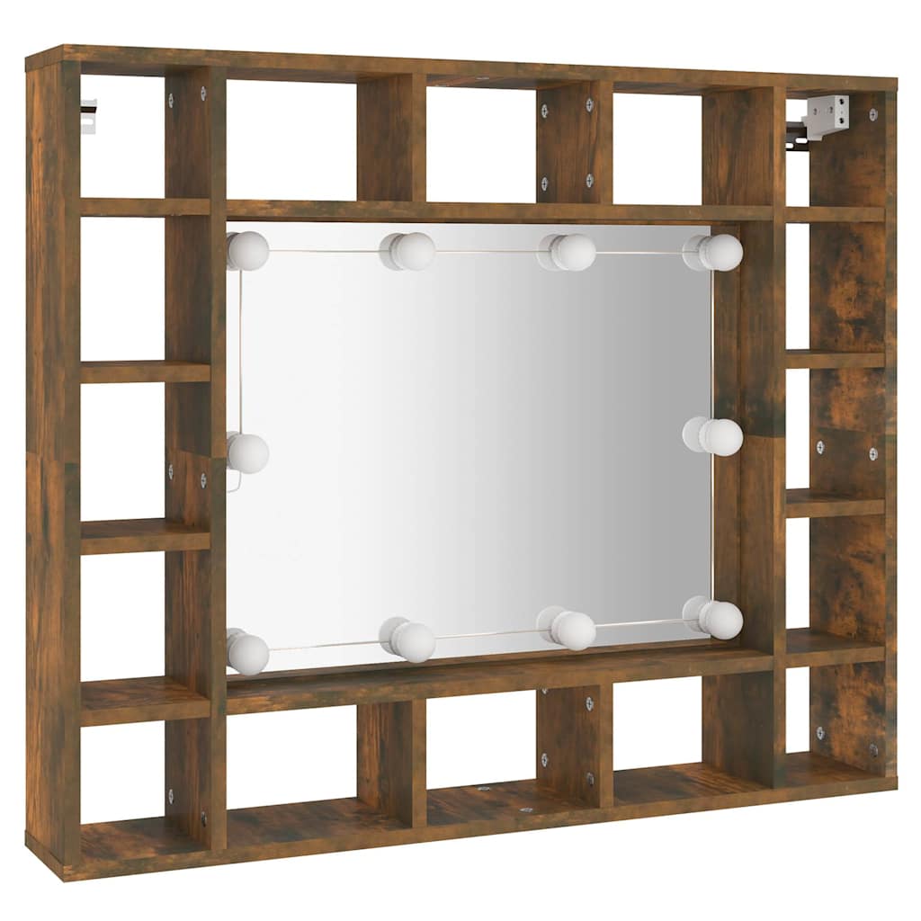 Veidrodinė spintelė su LED apšvietimu, ąžuolo, 91x15x76,5cm