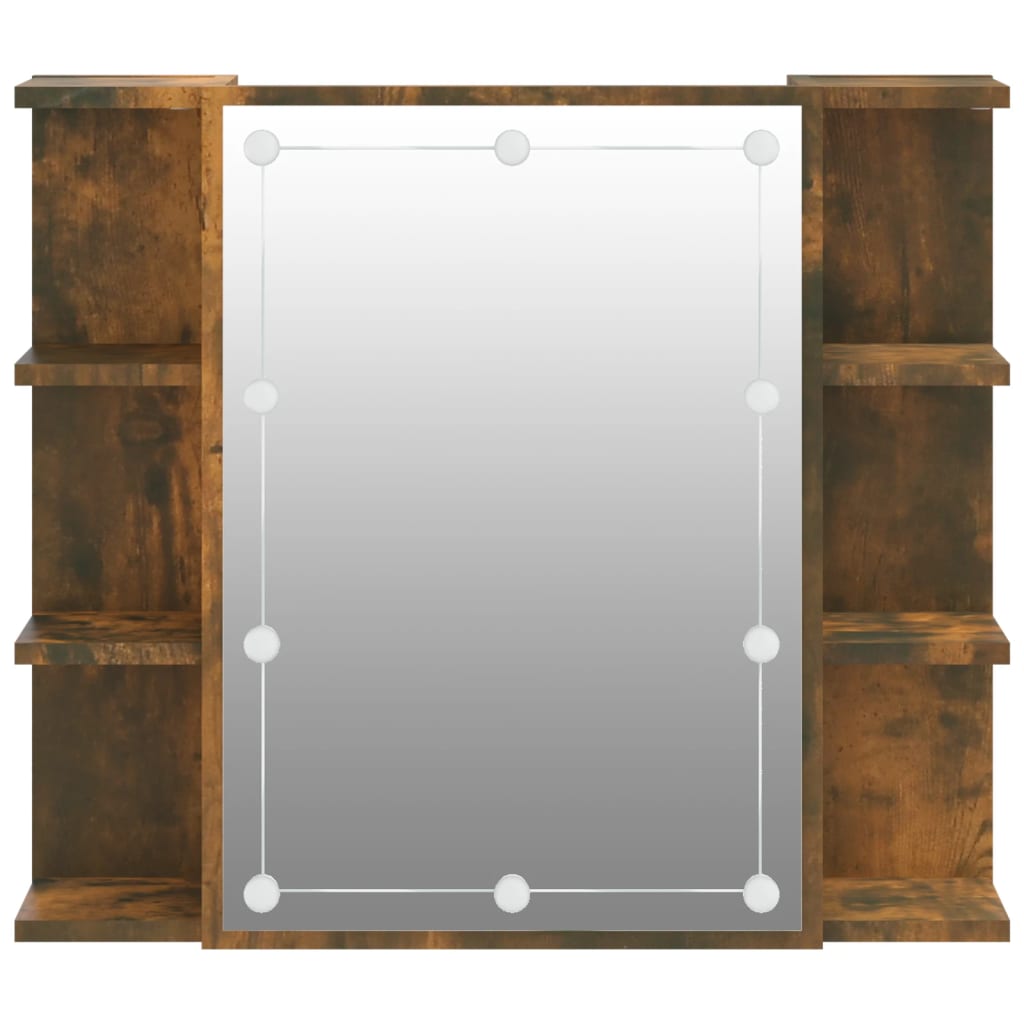 LED mirror cabinet, smoky oak, 70x16.5x60cm