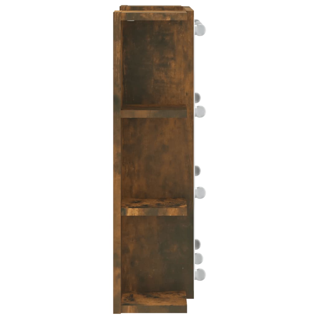 LED mirror cabinet, smoky oak, 70x16.5x60cm