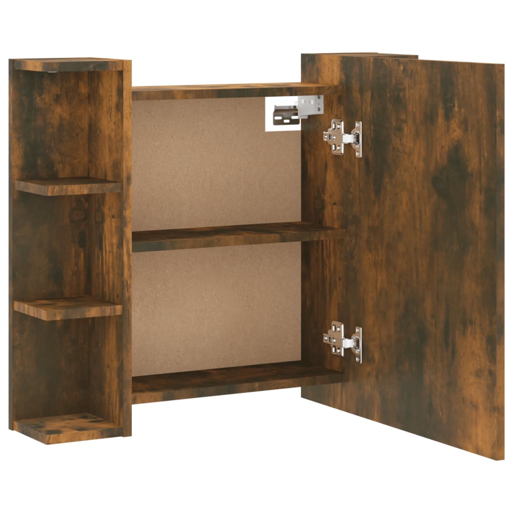 LED mirror cabinet, smoky oak, 70x16.5x60cm