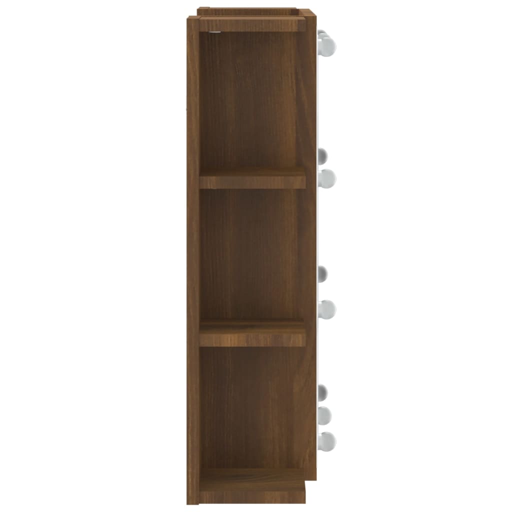 Mirror cabinet with LED, brown oak, 70x16.5x60cm