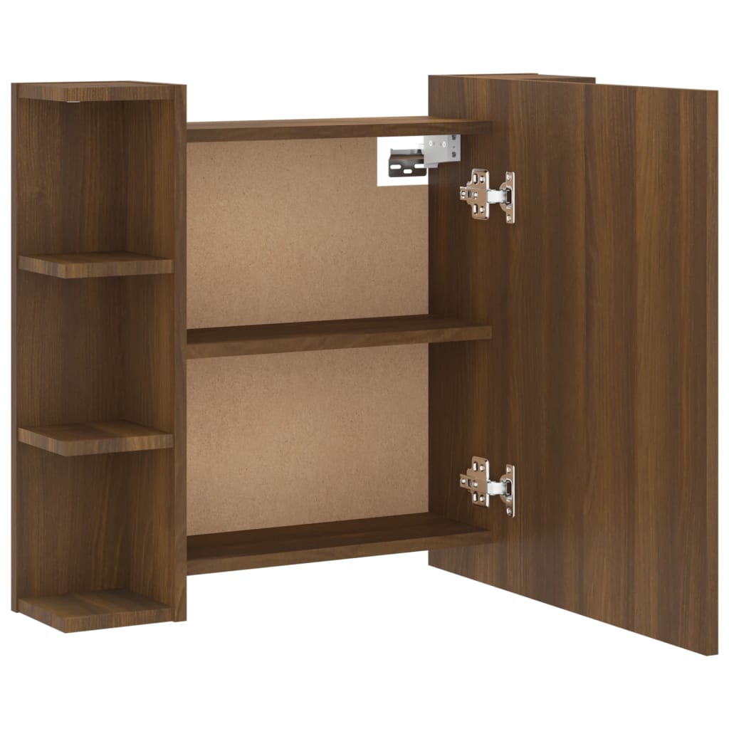 Mirror cabinet with LED, brown oak, 70x16.5x60cm