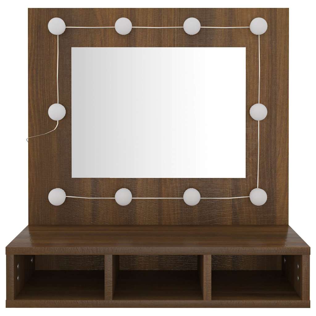 Spoguļskapītis ar LED, brūns ozols, 60x31,5x62cm
