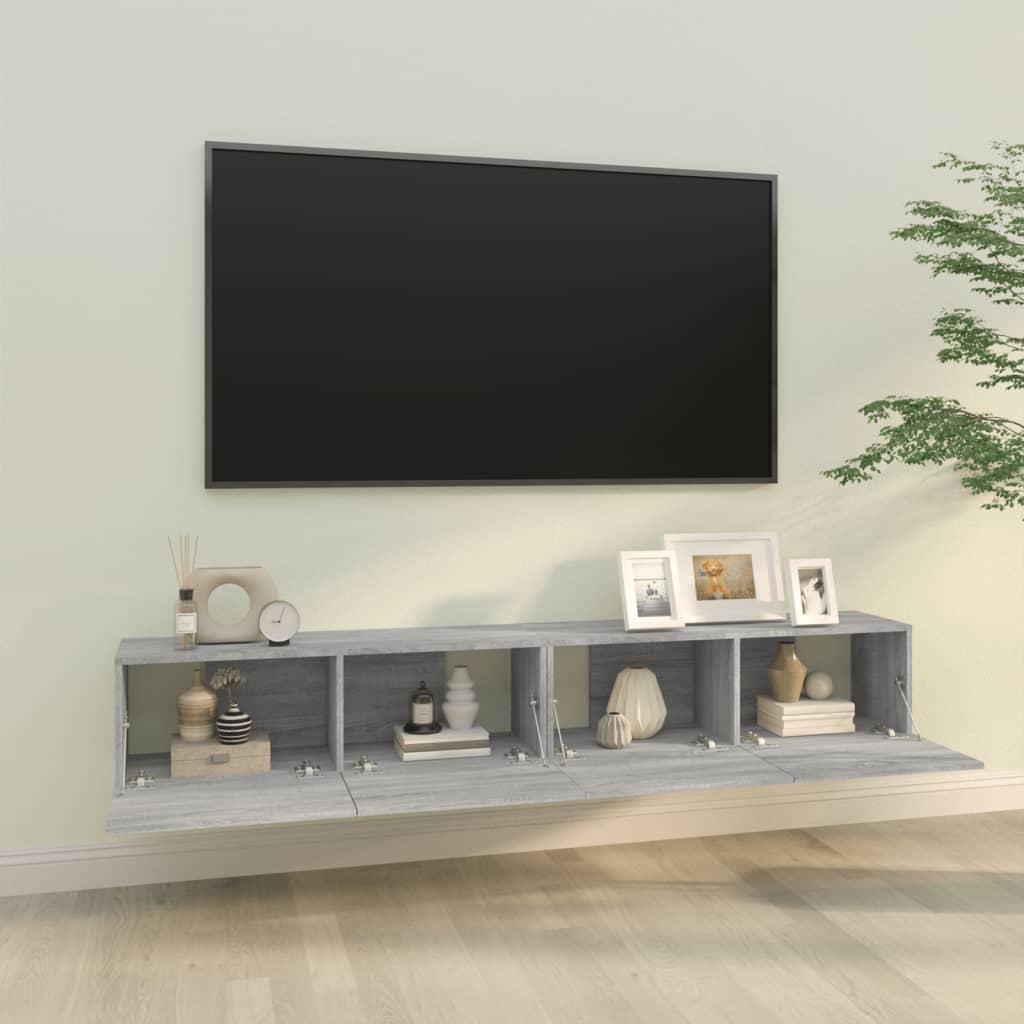 TV cabinets, 2 pcs., grey, 100x30x30cm, wood