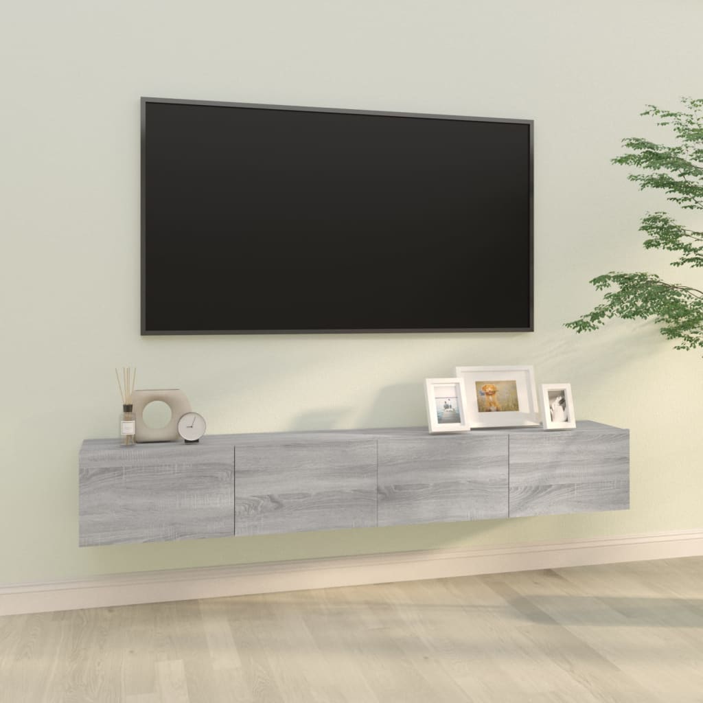 TV cabinets, 2 pcs., grey, 100x30x30cm, wood