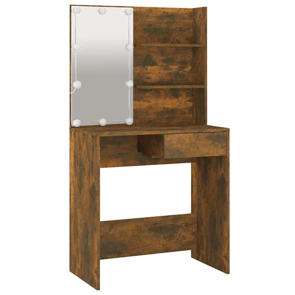 Dressing Table with LED, Smoked Oak, 74.5x40x141cm