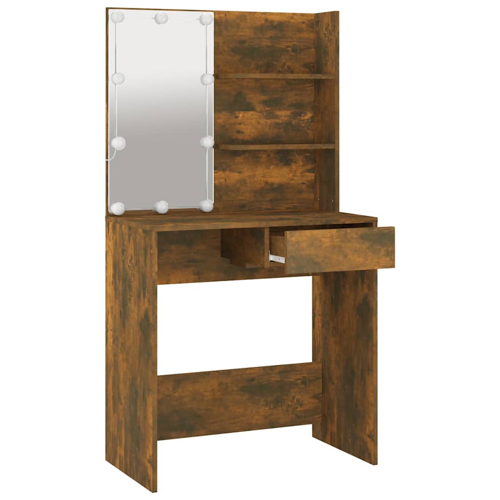 Dressing Table with LED, Smoked Oak, 74.5x40x141cm
