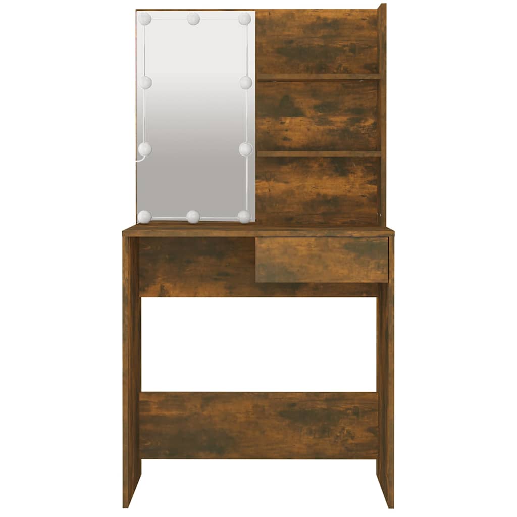 Dressing Table with LED, Smoked Oak, 74.5x40x141cm
