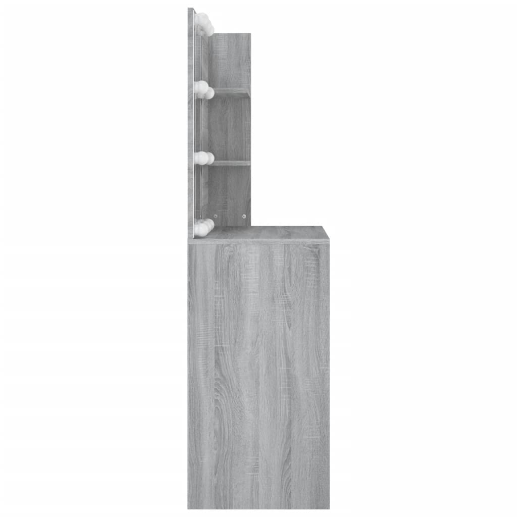 Cosmetic Table with LED, Grey Oak, 74.5x40x141cm