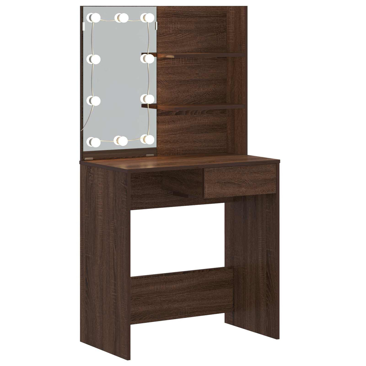 Cosmetic table with LED, brown oak, 74.5x40x141cm