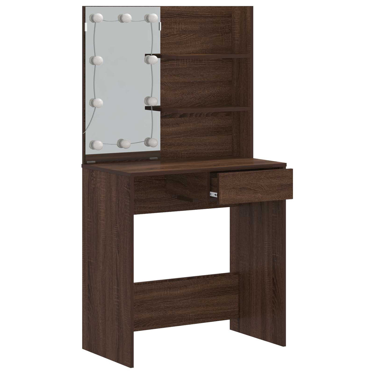 Cosmetic table with LED, brown oak, 74.5x40x141cm