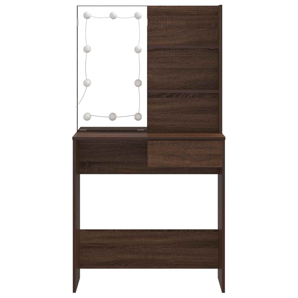 Cosmetic table with LED, brown oak, 74.5x40x141cm