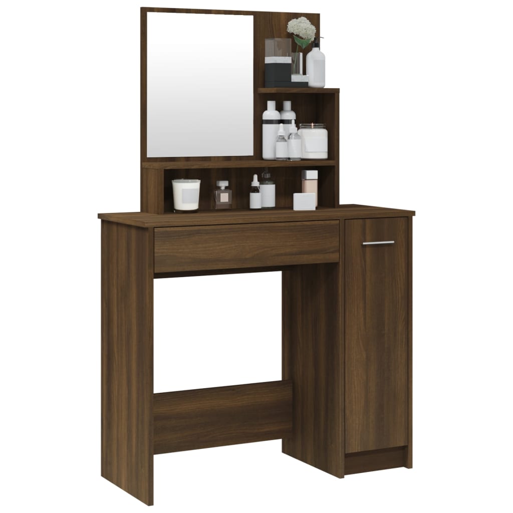 Dressing table with mirror, brown, 86.5x35x136cm