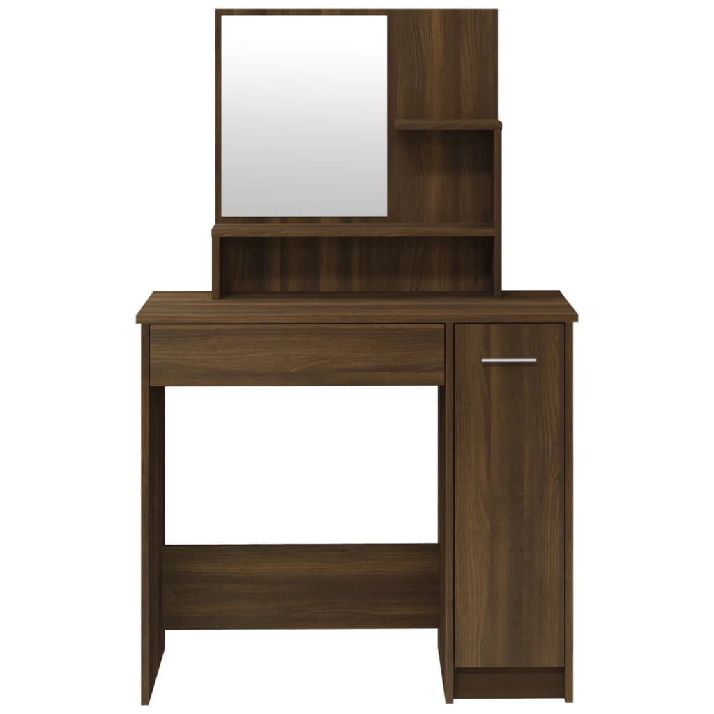 Dressing table with mirror, brown, 86.5x35x136cm