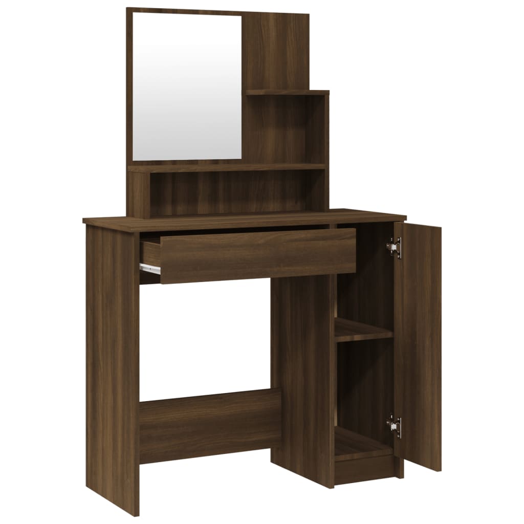 Dressing table with mirror, brown, 86.5x35x136cm