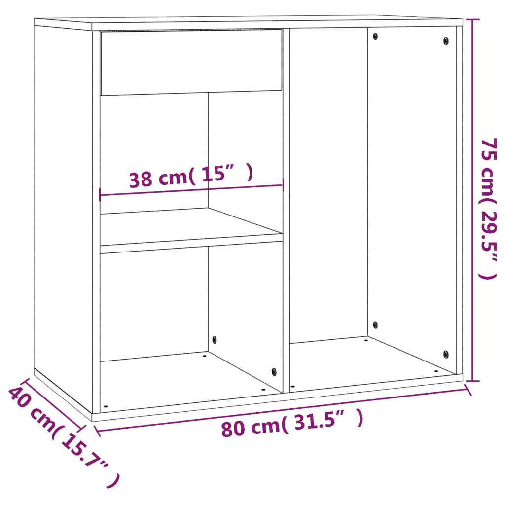 Cosmetic cabinet, smoky oak, 80x40x75cm, wood
