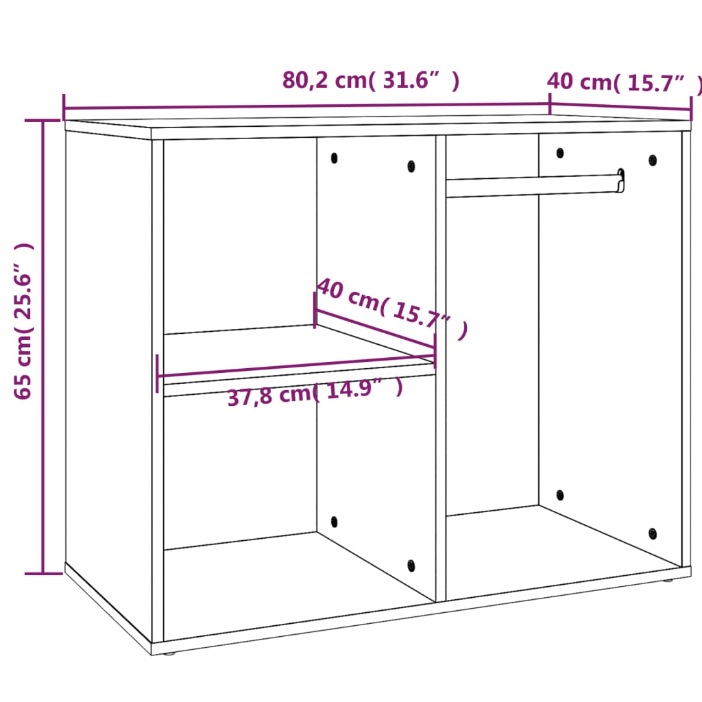 Cosmetic cabinet, brown oak, 80x40x65cm, engineered wood