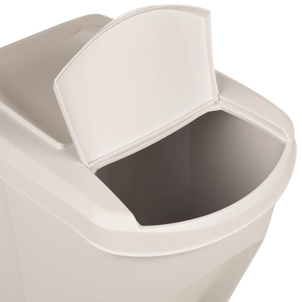 Sudedamos šiukšlių dėžės, 3vnt., baltos, 75l, polipropilenas