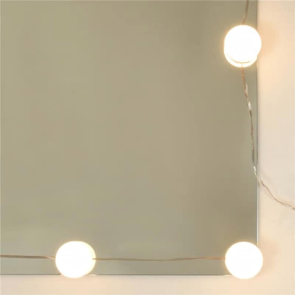 Kosmetinio staliuko su LED komplektas, juodas, apdirbta mediena