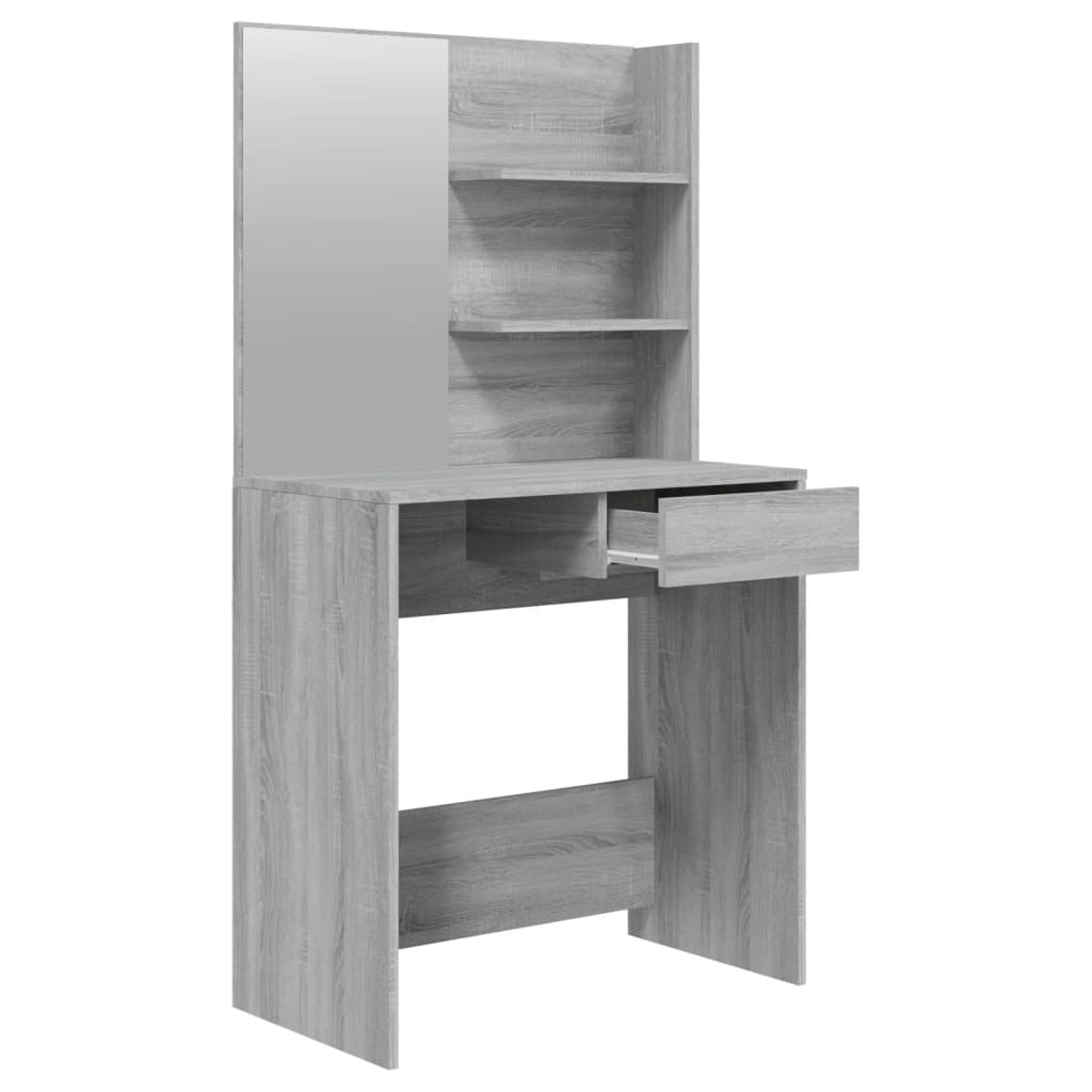 Dressing table set, grey oak, 74.5x40x141cm