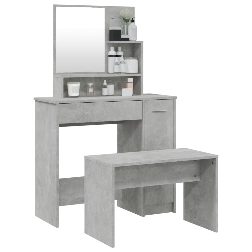 Dressing table set, concrete grey, 86.5x35x136cm