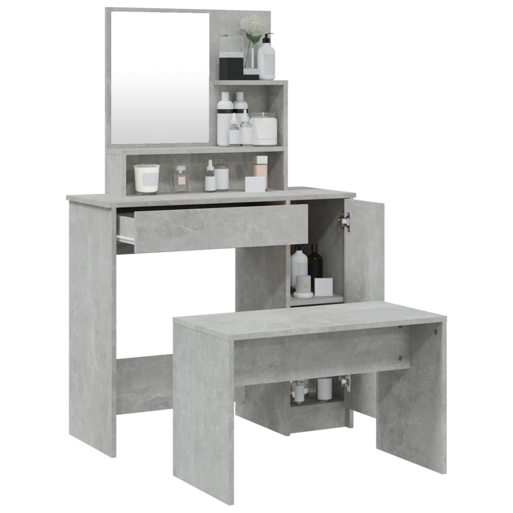 Dressing table set, concrete grey, 86.5x35x136cm