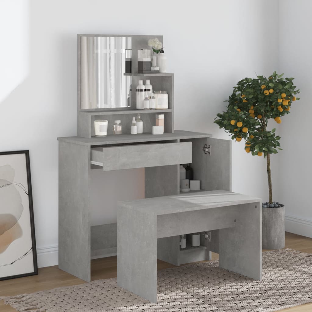 Dressing table set, concrete grey, 86.5x35x136cm
