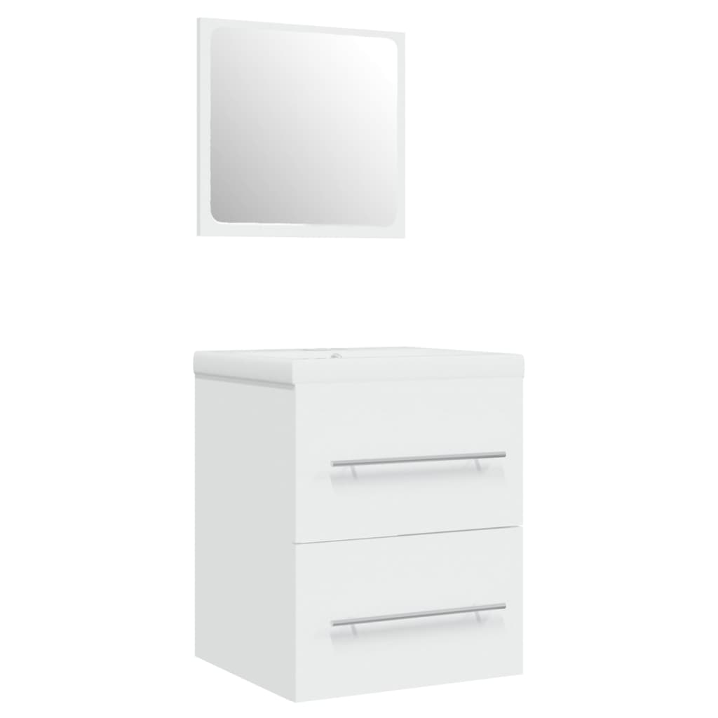Washbasin cabinet with integrated washbasin, white, wood