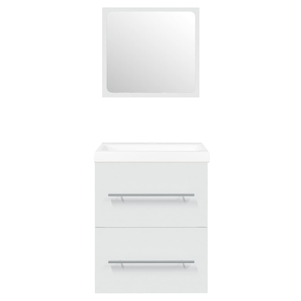 Washbasin cabinet with integrated washbasin, white, wood