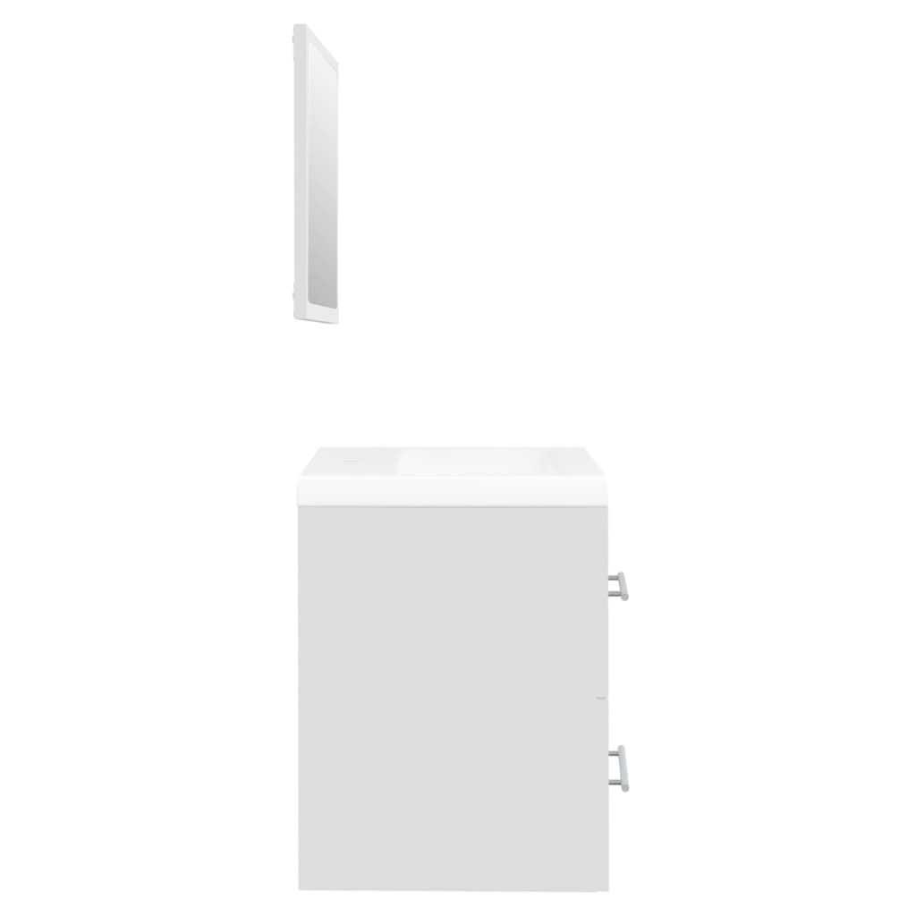 Washbasin cabinet with integrated washbasin, white, wood