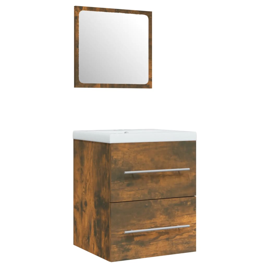 Sink cabinet with sink, smoky oak, wood