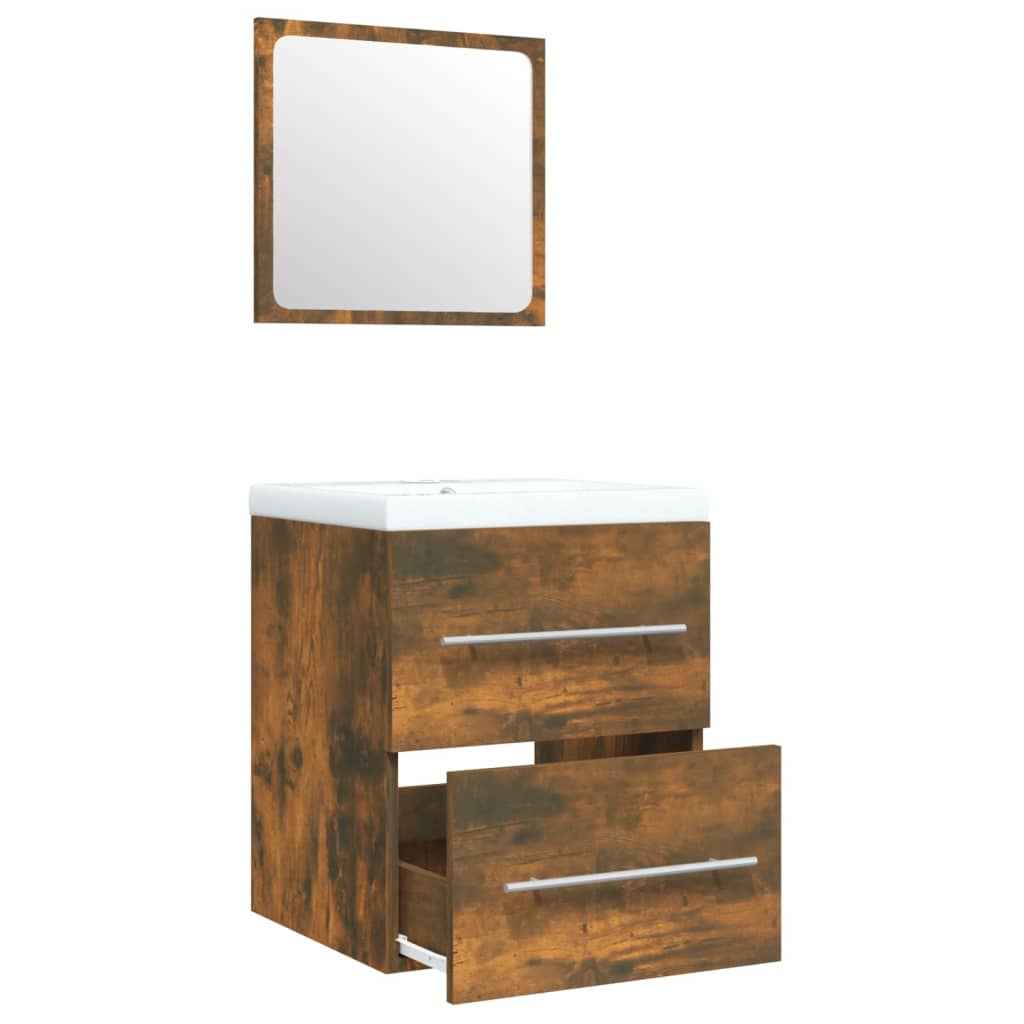 Sink cabinet with sink, smoky oak, wood