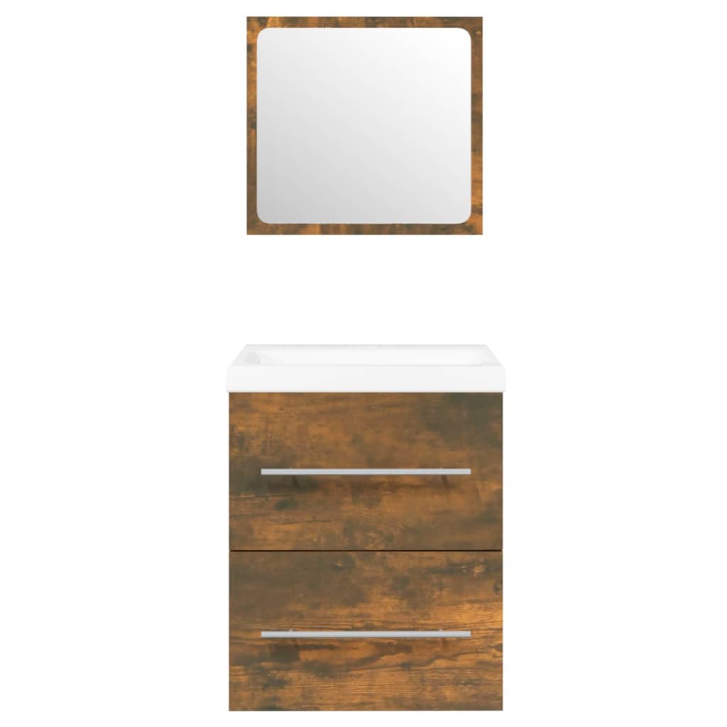 Sink cabinet with sink, smoky oak, wood