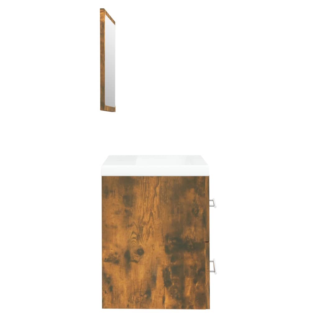 Sink cabinet with sink, smoky oak, wood