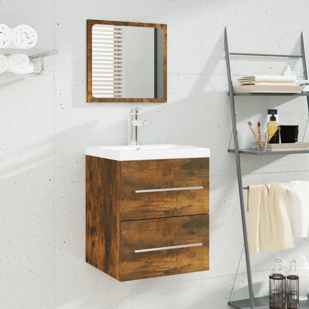 Sink cabinet with sink, smoky oak, wood