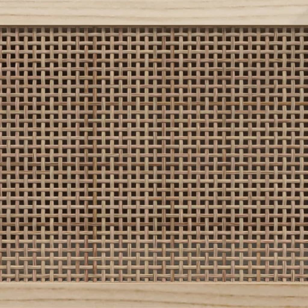 Televizora skapītis, balts, 80x30x40cm, priede un rotangs