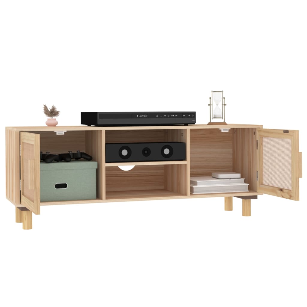 TV cabinet, brown, 105x30x40cm, pine and rattan