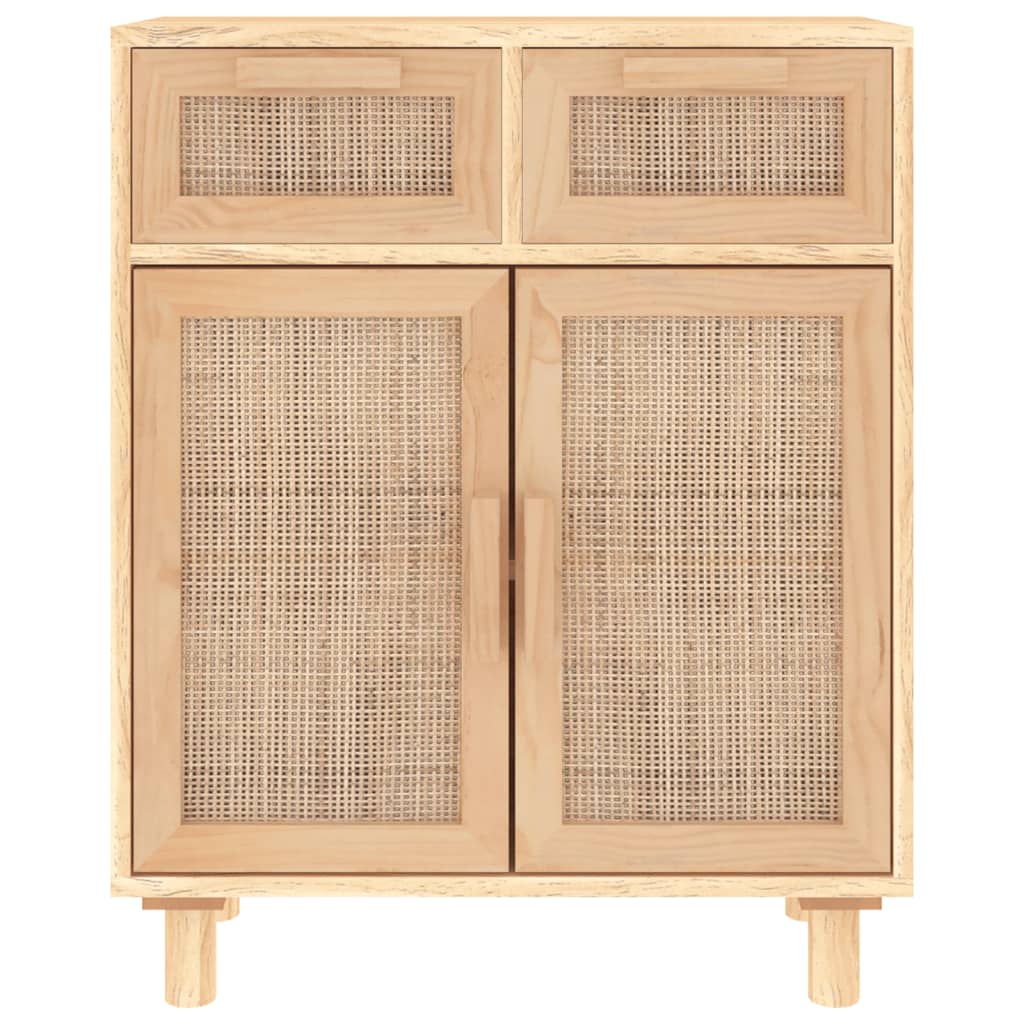 Sideboard, brown, 60x30x75cm, solid pine and rattan