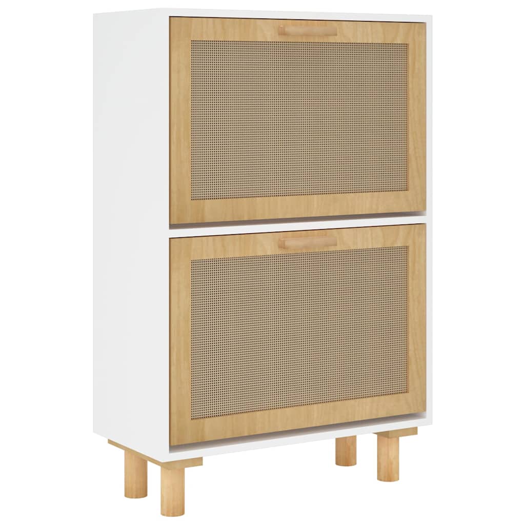 Shoe cabinet, white, 52x25x80cm, wood and rattan