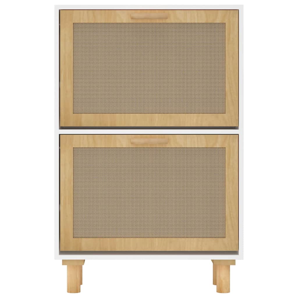 Shoe cabinet, white, 52x25x80cm, wood and rattan