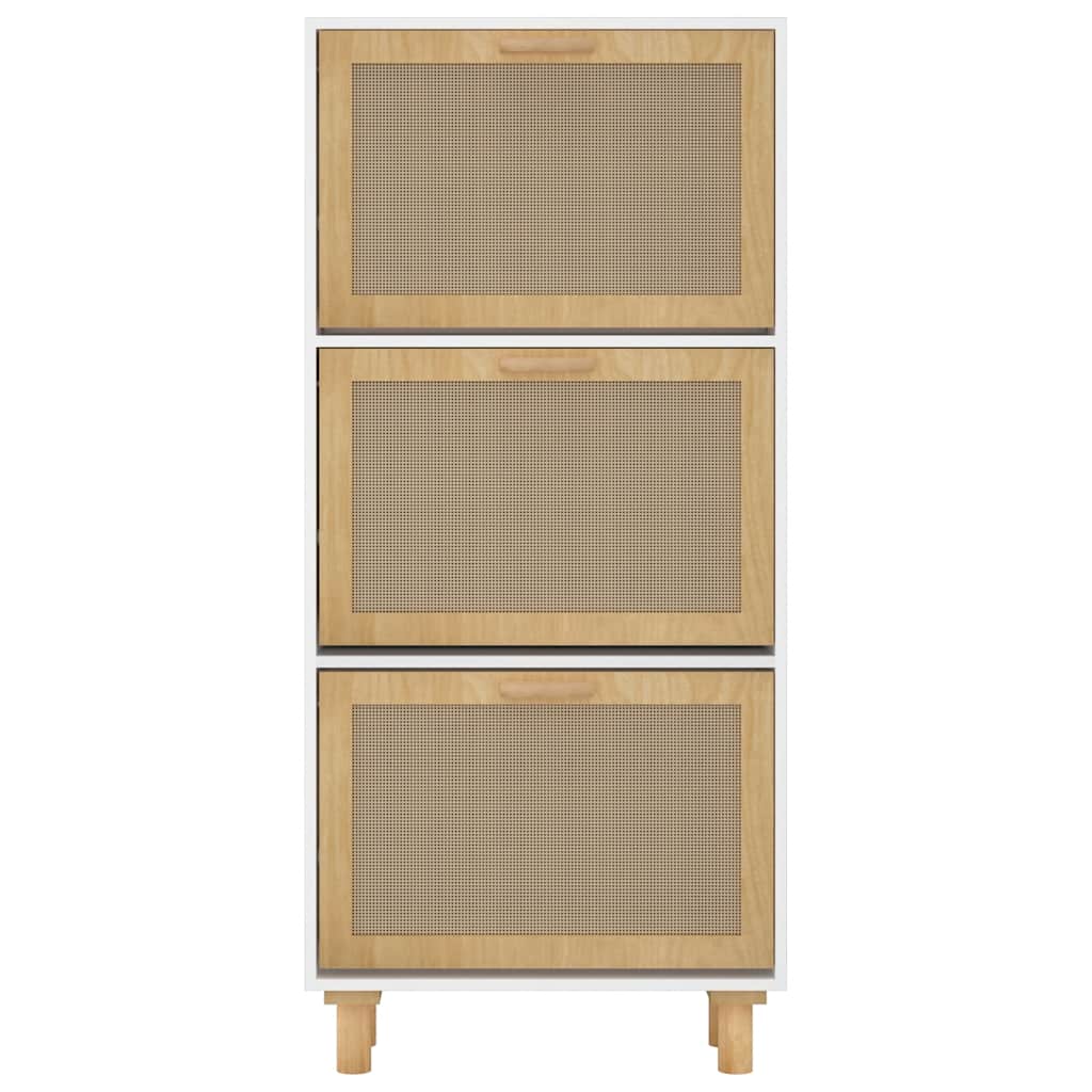 Apavu skapis, balts, 52x25x115cm, koks/rotangpalma