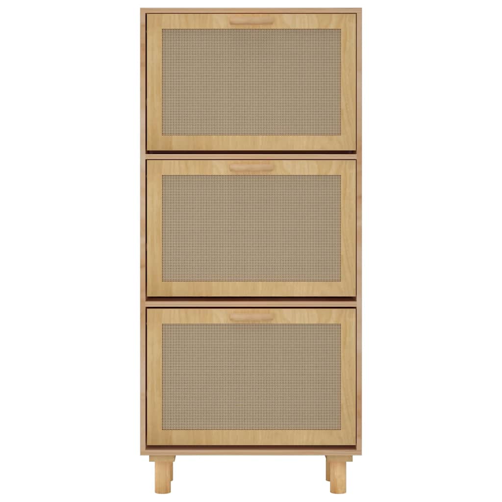 Spintelė batams, rudos spalvos, 52x25x115cm, mediena/ratanas