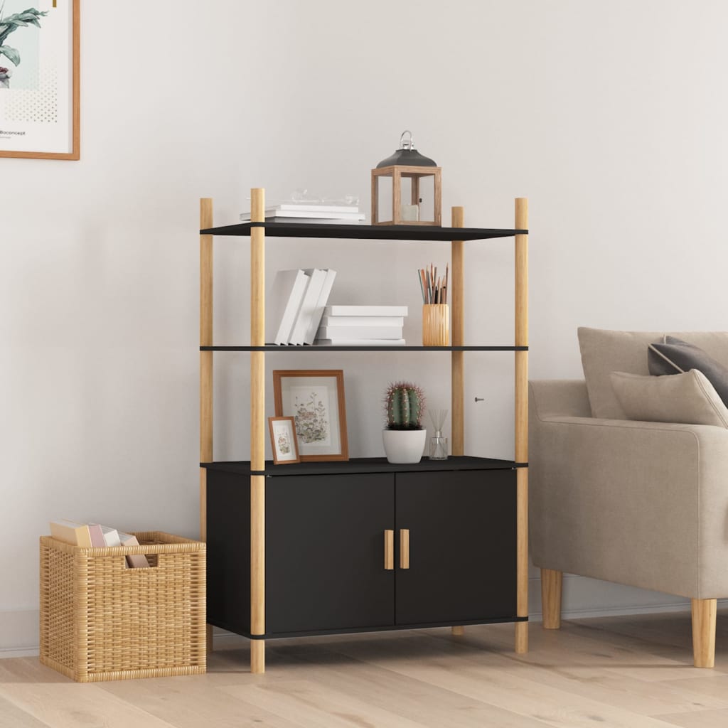 Chest of drawers, black, 80x40x121cm, engineered wood