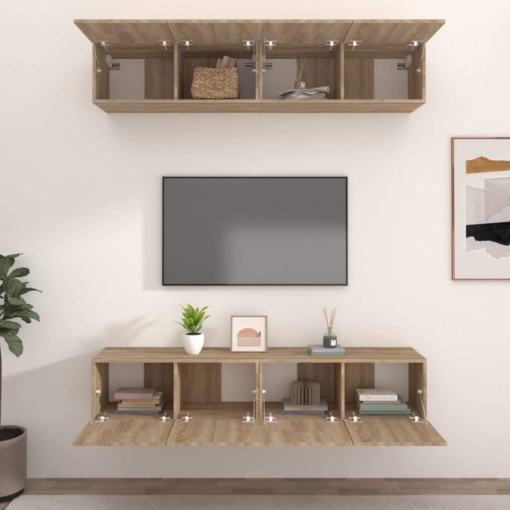 TV cabinets, 4 pcs, oak, 80x30x30cm, wood