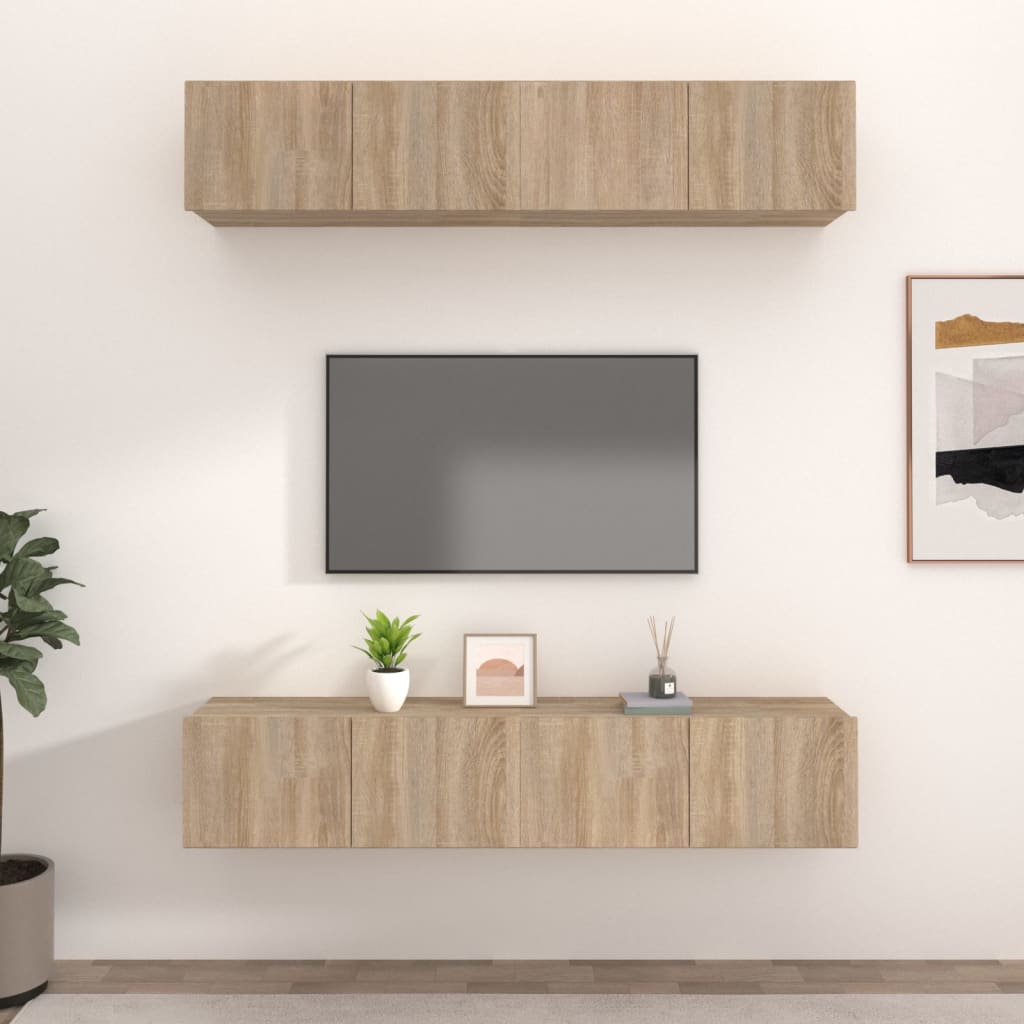 TV cabinets, 4 pcs, oak, 80x30x30cm, wood