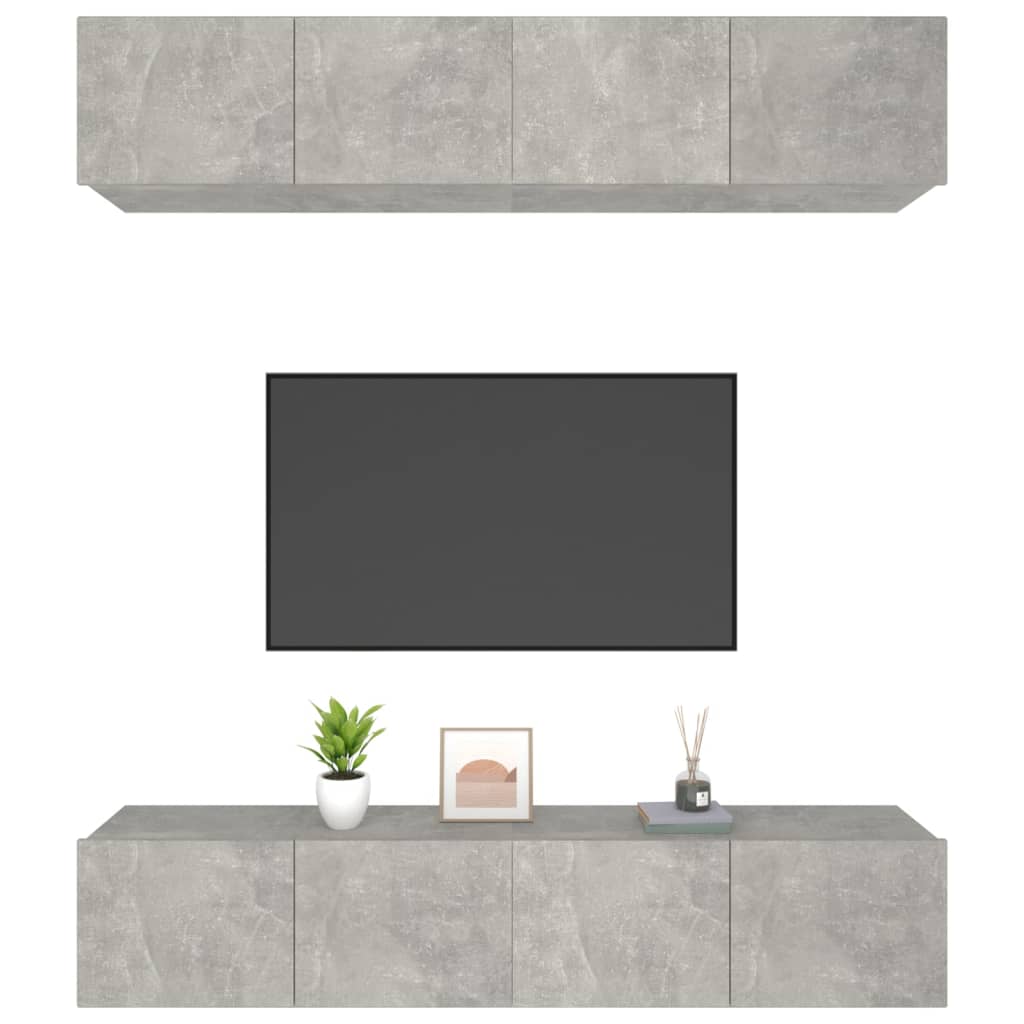 TV spintelės, 4vnt., betono pilkos, 80x30x30cm, mediena
