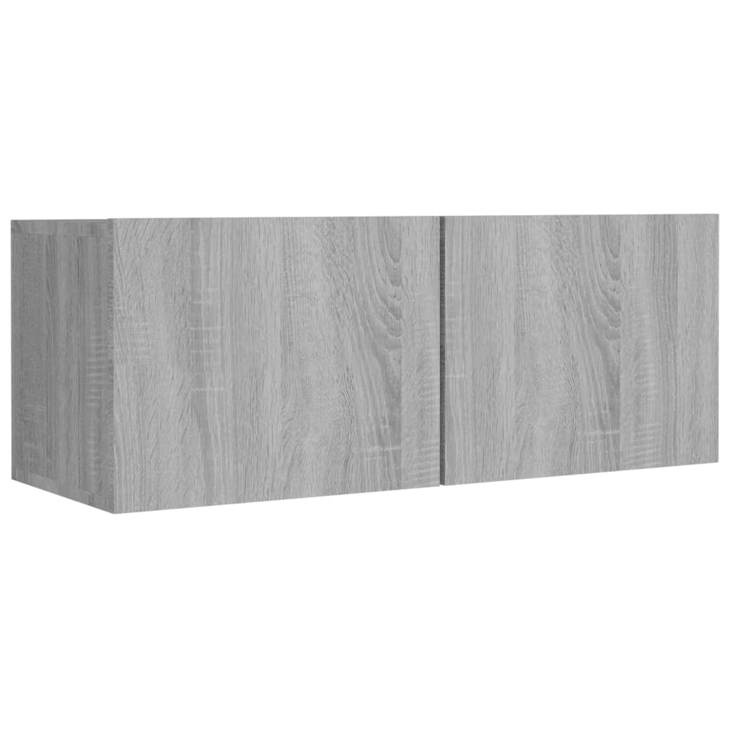TV cabinet set, 4-piece, grey oak, wood