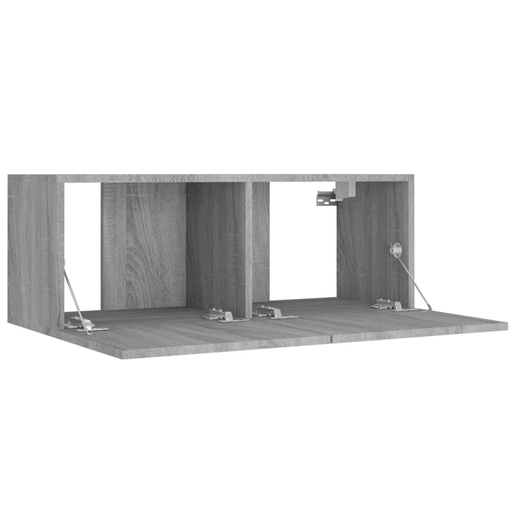 TV cabinet set, 4-piece, grey oak, wood
