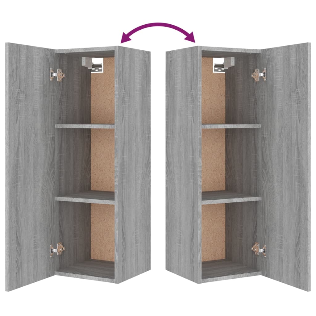 TV cabinet set, 4-piece, grey oak, wood