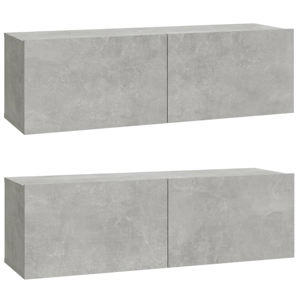 TV Cabinet Set, 3-Piece, Concrete Grey, Wood